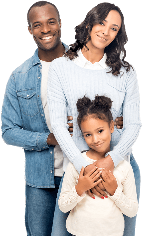 Happy Dad, Mom and Little Girl